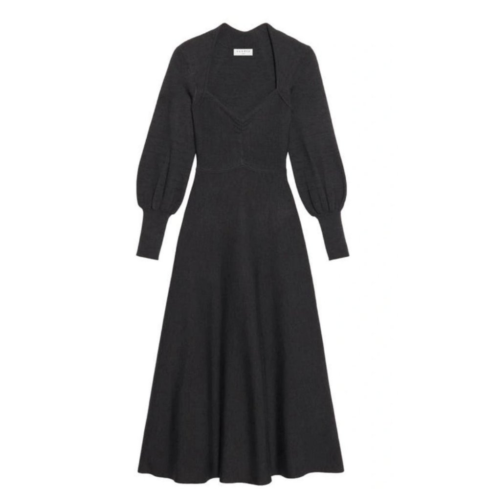 New with Tags! SANDRO Womens Noir / Gris Henriette Knitted